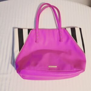 Juicy Couture Pink Tote with Black And White Stripes